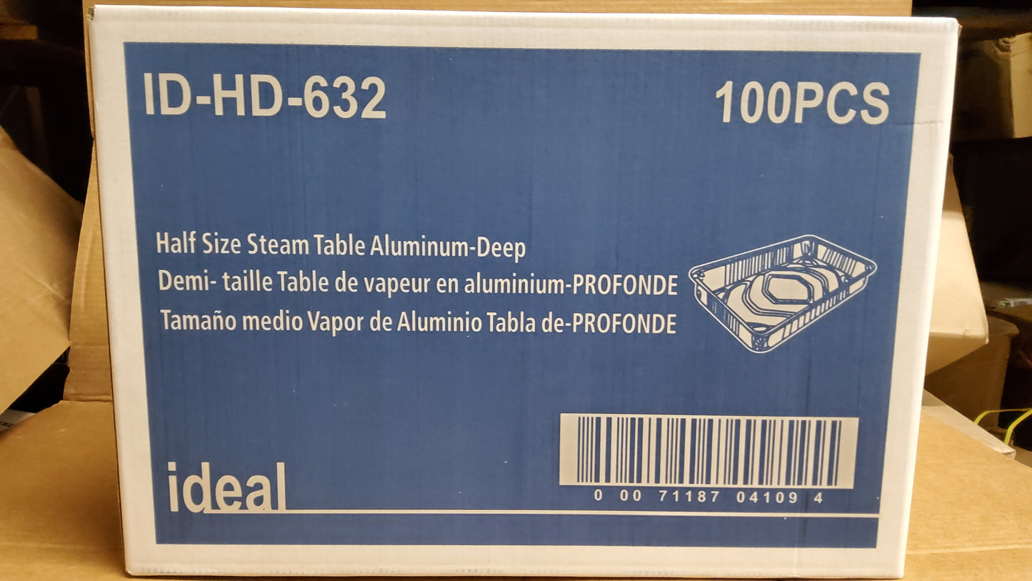 HALF SIZE DEEP PAN 100ct (ALUMINUM)