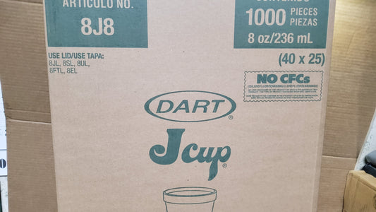 CUP 8OZ DART STYROFOAM 40/25