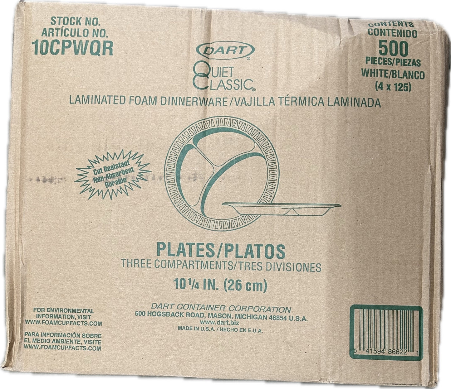 PLATE 10.25 3 CPT LAM WHITE 4/125