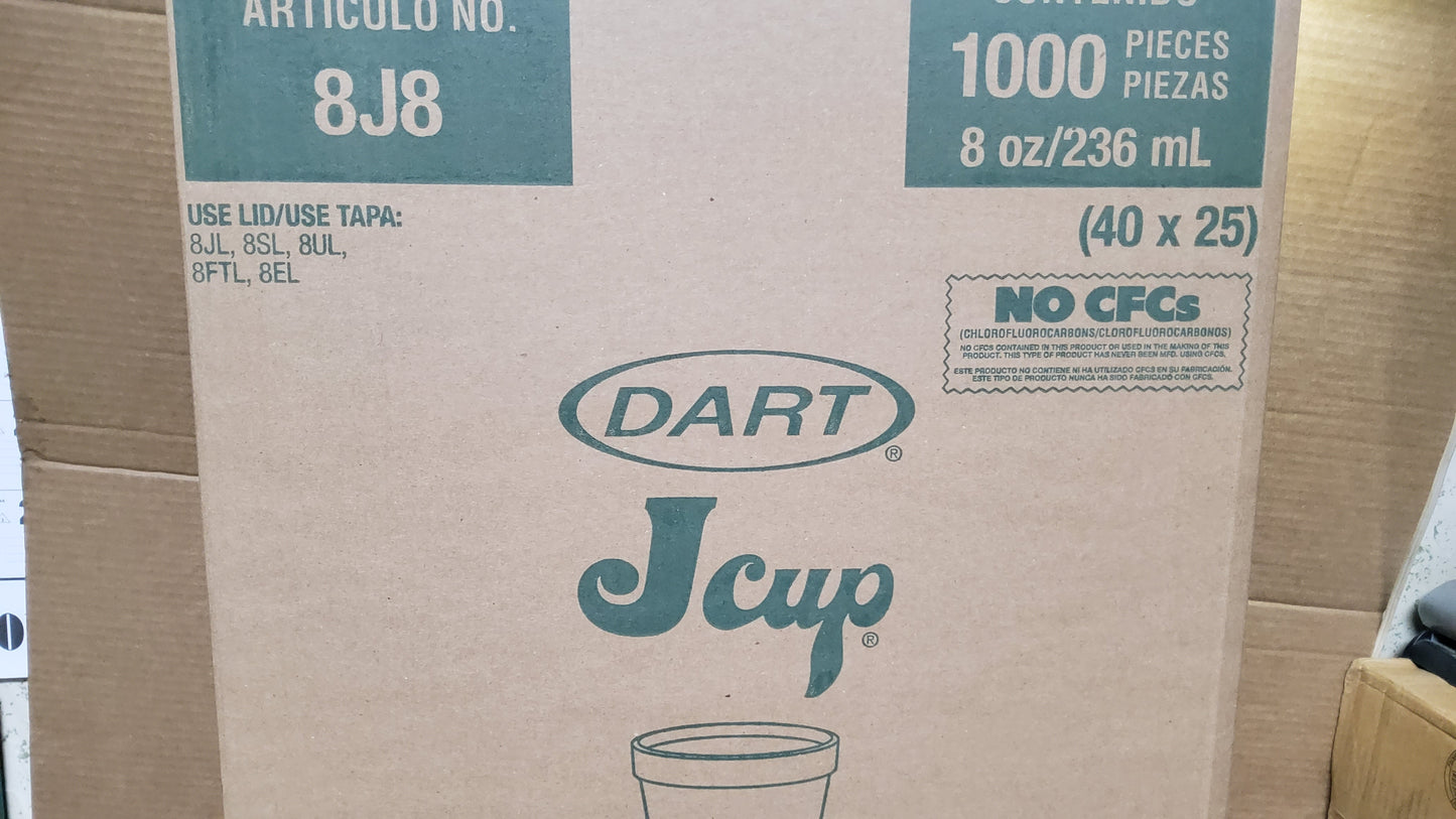 CUP 8OZ DART STYROFOAM 40/25