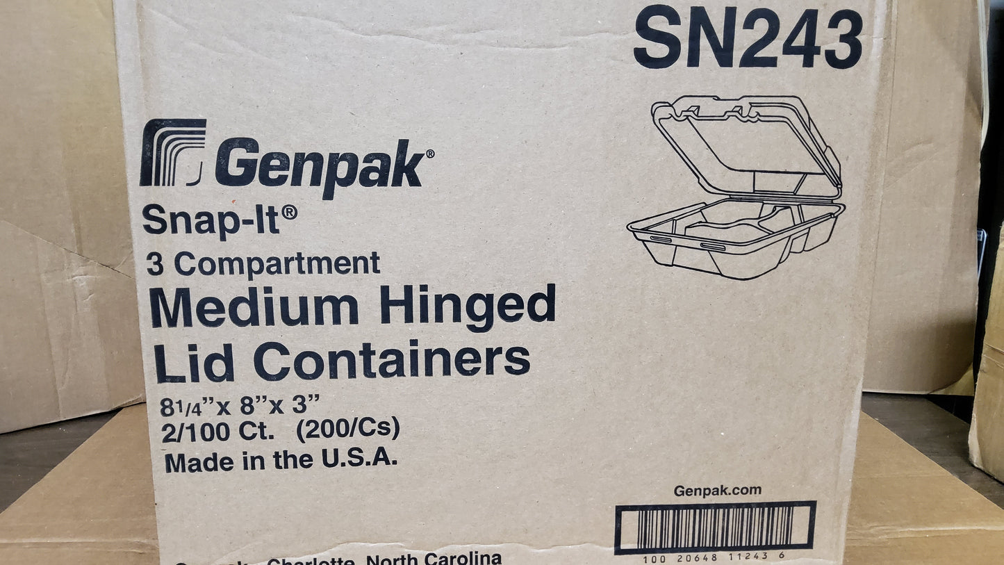 TRAY GENPAK 8X8X3CP CARRY OUT SN243 2/100ct