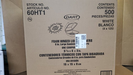 TRAY DART 6" HB TRAY  5 7/8 X6X3  4/125CT 12500060