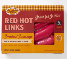 SAUSAGE CP 8/1.5# RED HOT SMKD