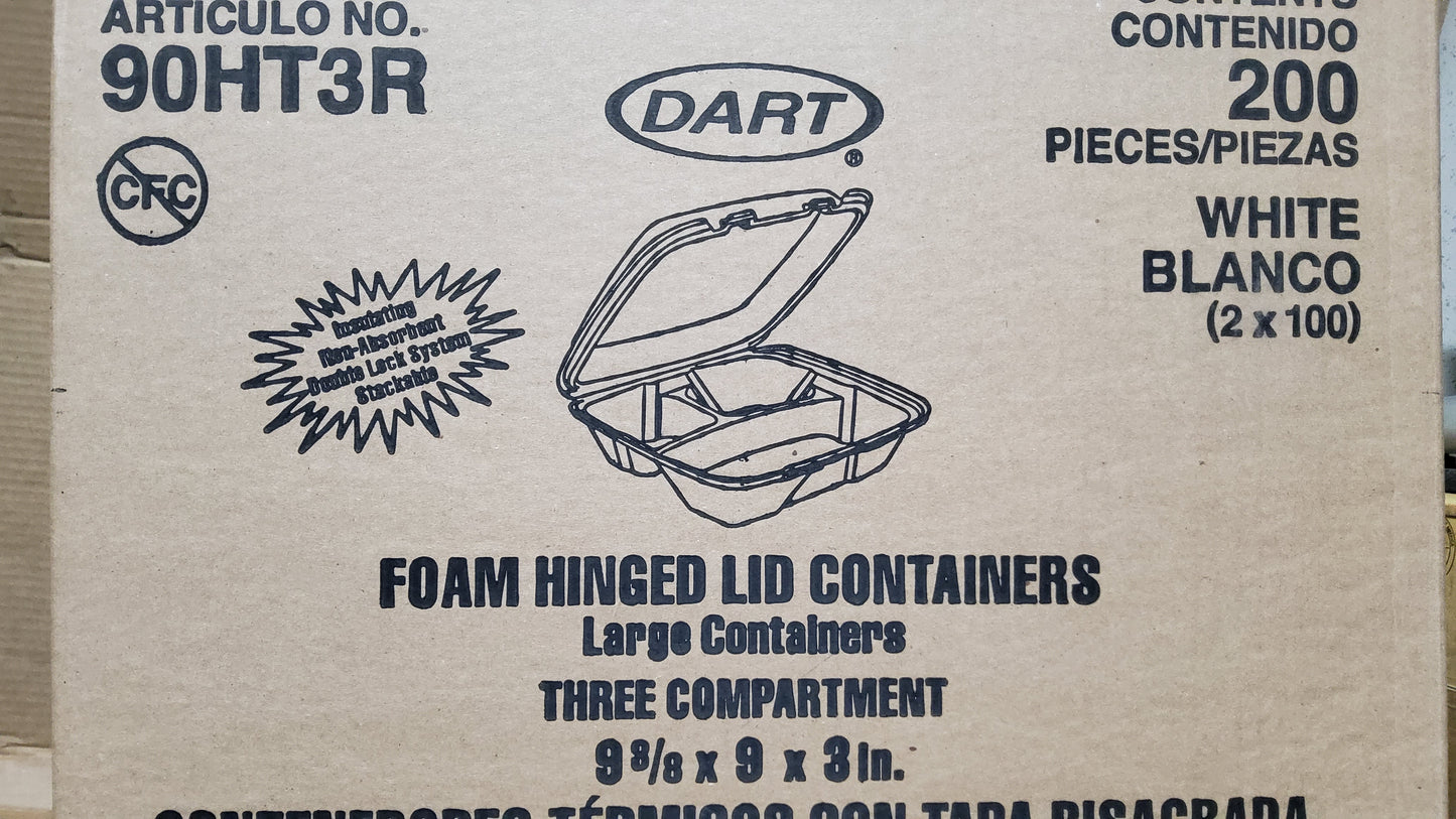 TRAY 9X9X3 DART 3-CMPT 200/CASE
