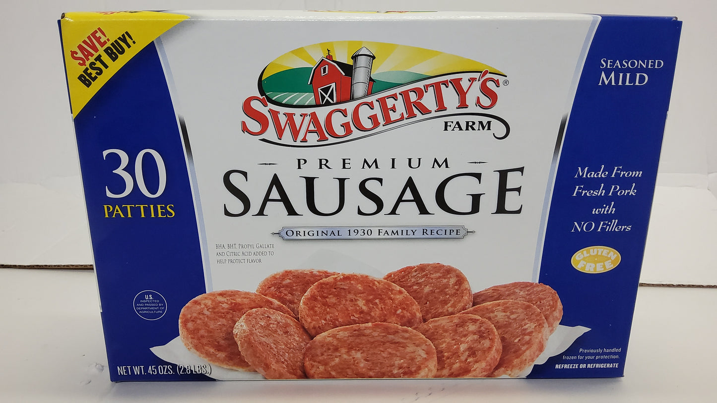 SAUSAGE SWAGGERTY MILD PATTY 2.8#  30ct