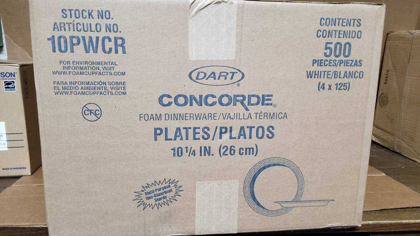 10.25 WHITE PLATE N/S FOAM PLATES  DART