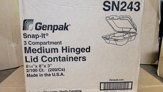 TRAY GENPAK 8X8X3CP CARRY OUT SN243 2/100ct