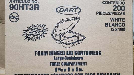 TRAY 9X9X3 DART 3-CMPT 200/CASE