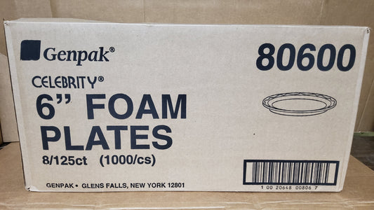PLATE 6" WHITE FOAM  8/125