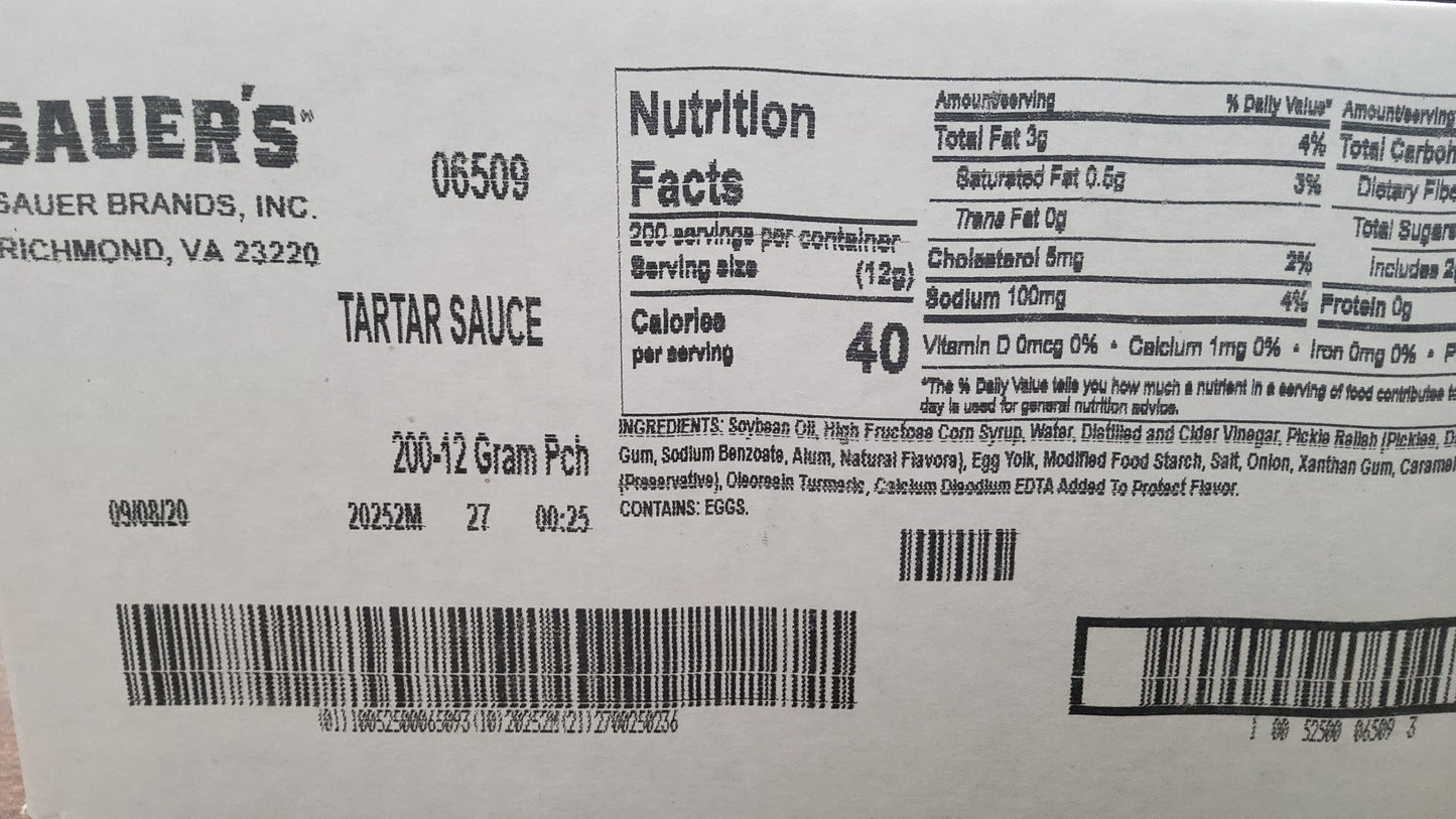 INDV TARTAR SAUCE 200/12G