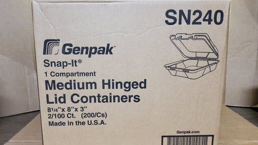 TRAY GENPAK 8X8 N/S  SN240 MED CARRY OUT TRAY 2/100ct